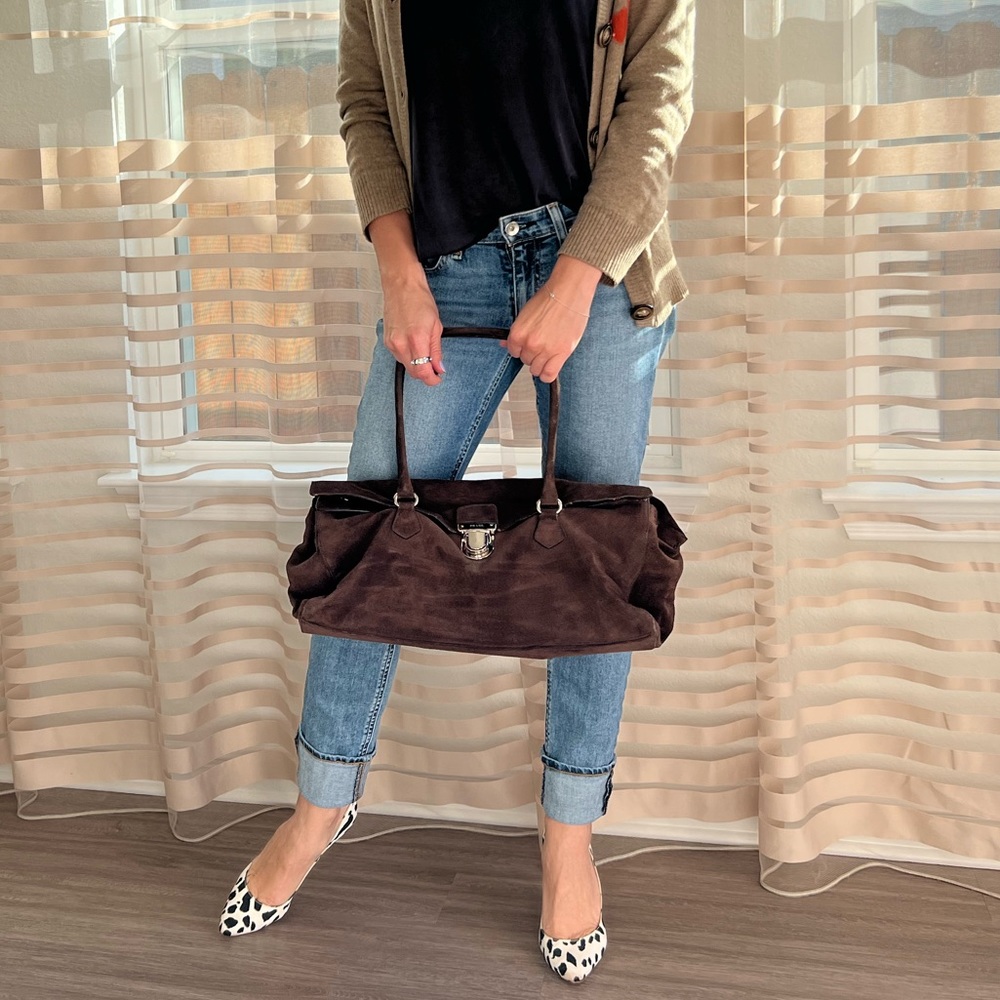 Prada suede leather shoulder bag